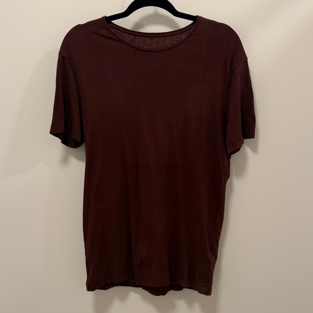 All Saints Burgundy Figure Crew T-Shirt